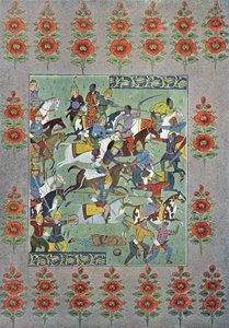 Uma batalha, ilustração de The Arabian Nights, 1895 (gravura a cores) de French School