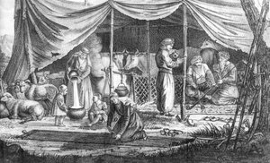 Uma Família de Nômades Curdos, de Voyage en Perse de Gaspard Drouville, publicada em 1825 de French School