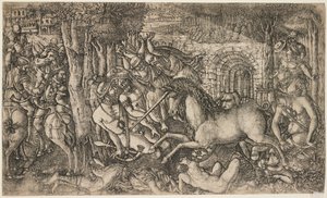 Um rei perseguido por um unicórnio, c.1547 de French School