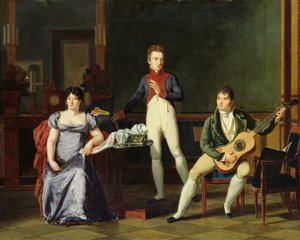 Um músico e sua família, possivelmente Fernando Sor (1778-1839) de French School