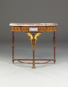 Um console Napoleão III, à maneira de Jacob, por Maison Millet, Paris, c.1865 (jasperware montado em ormolu, mogno e marchetaria) (ver também 362842-362843) de French School