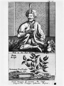 Uma panela para fazer café, ilustração do novo e curioso Tratado de Cafe, The e Chocolate por Philippe Sylvestre Dufour, The Hague, publicado em 1693 de French School