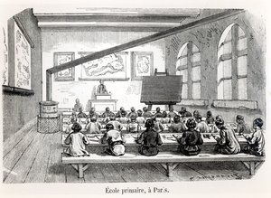Uma Escola Primária em Paris, do Pittoresque Magazine Almanac, 1975 de French School