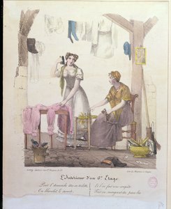 Um quarto no sexto andar, gravado por Montoux e Cheyere, 1830 de French School
