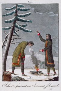 Um homem Yakut fazendo um juramento solene, 1811 de French School