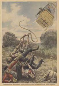 Um balonista que castiga os camponeses alemães pela sua ganância (cor litho) de French School