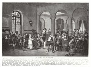 Um cabaret sob o Diretório, Revolução Francesa, 1795-1799 de French School