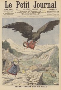 Uma criança levada por uma águia nos Alpes italianos (cor litho) de French School