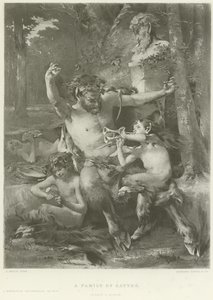 Uma família de sátiros (gravura) de French School