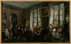 Uma mulher numa aula de desenho, cerca de 1810, cerca de 1810 (óleo sobre tela) de French School