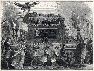 Um tanque funebre carregando o corpo de Voltaire (François Marie Arouet de French School