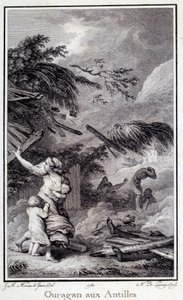 Um furacão nas Índias Ocidentais. Gravura de 1780 Chartres, Museu de Belas Artes de French School