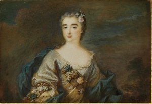 Uma senhora chamada Louise-Jeanne de Durfot, duquesa de Mazarin e la Meilleraye, c.1750 de French School
