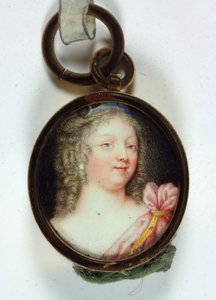 Uma senhora, em drapeado carmesim (esmalte) de French School