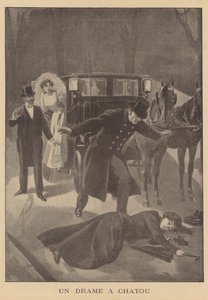Um assassinato em Chatou, Paris (litho) de French School