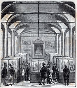 Uma sala do Conservatório de Artes e Metiers (Arts-et-Metiers) no século XIX - Gravura em "Ciências postas à disposição de todos - física e química" por Alexis Clerc - Final do século XIX. Colecção privada. de French School