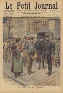 Um soldado e chefe da sua família (cor litho) de French School