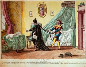 Abbé Raynal em delírio, c.1790 (gravura à mão colorida) de French School