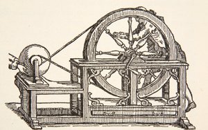 Máquina elétrica Abbe Nollets, 1746, cópia de Boris Mestchersky (n.1957) Ilustração da História da Francaise Nacional, Ciências, Volumes I e II, de Gabriel Hanotaux (1853-1944), 1924 de French School