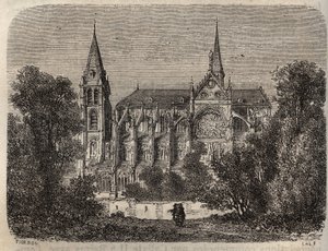 Abadia Saint-Victor (Saint Victor) de Paris, fundada no século XII - gravura em "Histoire de France" de Victor Duruy (1811-1894) - 1882 de French School