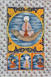 Abdallah do mar, ilustração das Mil e Uma Noites, 1895 (gravura a cores) de French School