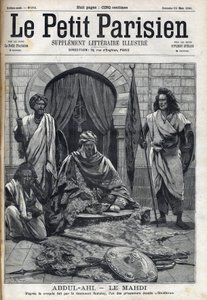 Palácio Abdul-Ahi (Abdulahi) em Ombduram, nas margens do Nilo, em Mahdi. Gravura em " Le petit Parisien" (Le petit Parisien) de French School