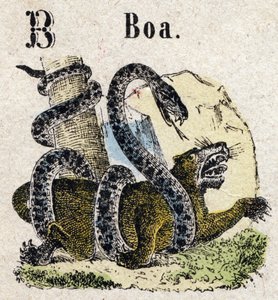 Abecedário. Carta B como Boa. Pequeno alfabeto enciclopédico, série popular. Imagem epinal, final do século XIX. de French School