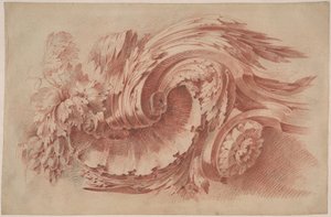 Ornamento de Acanto, c.1760 (giz vermelho sobre papel) de French School