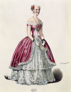 A atriz Eugenie Doche (1821-1900) no papel principal em Lady of Camellias, drama de Alexandre Dumas fils (1824-1895), França de French School