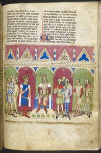 Adicionar. MS 12228, f.223, Roman du Roy Meliadus de Leonnoys, c.1352 (pergaminho) de French School