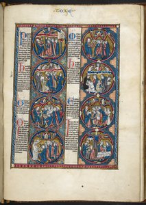 Acrescentar MS Harley 1527, f.105r, miniaturas de Bible moralisée (vellum) de French School