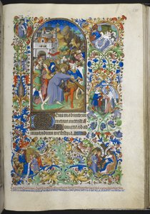 Adicionar Ms 18850 f.235r, Horas da Paixão [Sext], Cristo carregando a cruz, do Livro de Horas (The Bedford Hours) c.1410-30 (tinta, cor e ouro sobre velino) de French School