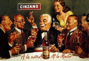Anúncio para Cinzano Blanc (cor litho) de French School