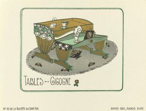 Anúncio de "Tables - Gigogne", pub.1920 (impressão a stencil) de French School