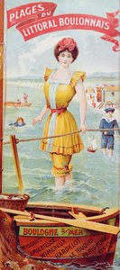 Anúncio para as praias ao longo da costa de Boulogne. c.1905