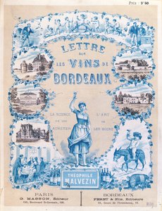 Publicidade promovendo a publicação de uma carta sobre vinhos Bordeaux por Theophile Malvezin, 1889 de French School