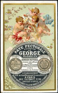Cartão publicitário para o Pectoral Paste with Licorice da Georgé Pharmacien. sd. Século XIX. de French School