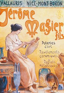 Postal publicitário para a abertura da loja Jmf Jerome Massier Fils em Mont-Baron, França, século XX de French School