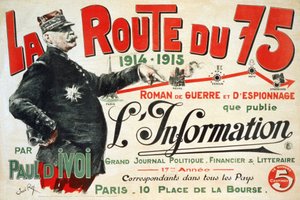 Cartaz publicitário para o romance "La Route du 75:1914 - 1915: Roman de guerre et d