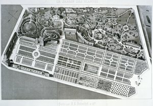 Vista aérea do plano do Jardin des Plantes em Paris, 1842 de French School