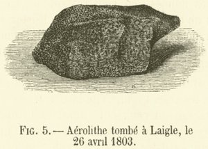 Aerolithe cai em Laigle, 26 de Abril de 1803 (gravura) de French School