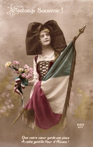 Memória Afetuosa! Deixe seu coração manter um lugar para esta flor doce de Alsácia !, cartão postal, 1914-18 de French School