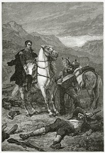 Após a batalha, século XIX (gravura bw) de French School
