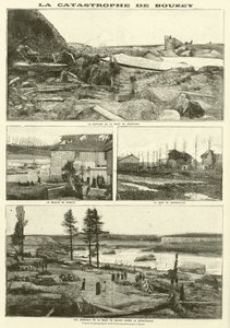Após o desastre das cheias de Bouzey, França (gravura) de French School