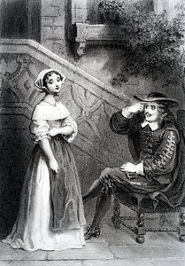 Agnes com seu tutor Arnolphe, da Escola de Esposas, de Moliere de French School