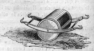 Máquina agrícola: uma porta de distribuição de fertilizantes apresentada no concurso agrícola de Paris, em 1860. Gravura no "Le Monde Illustré" n°172 de 28 de Julho de 1860. de French School