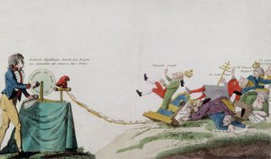 Alegoria da Revolução Francesa retirando todos os tronos dos assaltantes coroados de French School