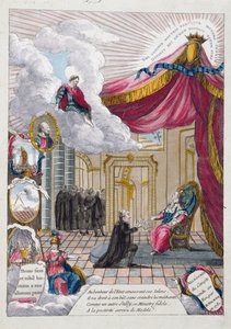 Alegoria do Relatório dado a Luís XVI (1754-93) por Jacques Necker (1732-1804) em 1781 (gravura a cores) de French School