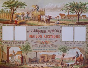 Almanaque da livraria agrícola A Casa Rústica, c.1860 (gravura a cores) de French School