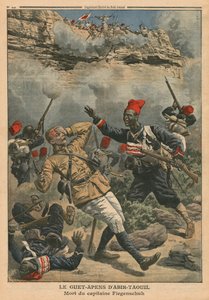 Emboscada em Abir-Taouil, morte do Capitão Fiegenschuh, ilustração do &39;Le Petit Journal&39;, suplemento ilustrativo, 6 de março de 1910